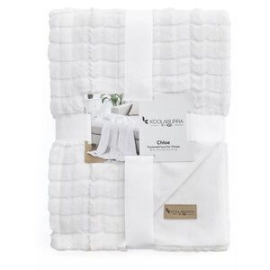 Koolaburra by Ugg Chloe White Faux Fur Throw cozy soft